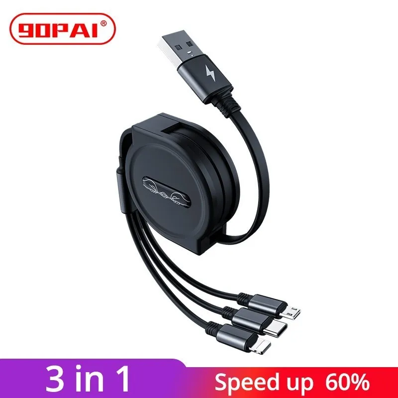 

90PAI USB Cable for iPhone Xs Max XR Fast Charging Cable for Samsung For Huawei Type C Cable 3 in 1 Micro USB Cable Recommend