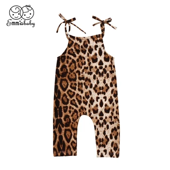 

Fashion 0-24M Newborn Baby Girl's Leopard Printed Sleeveless Lace Up Cool Romper Clothes Outfits