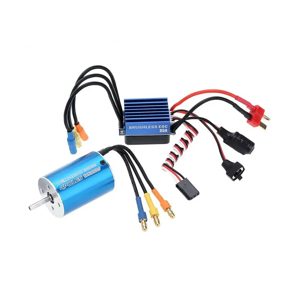 

2838 3600KV 4P Sensorless Brushless Motor & 35A Brushless ESC Electronic Speed Controller for 1/14 1/16 1/18 RC Car
