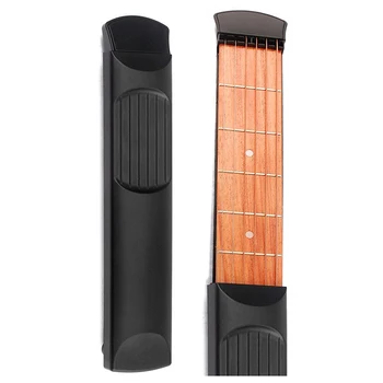 

Portable Pocket Guitar Wooden Practice 6 Strings Guitar Trainer Tool Gadget for Beginners