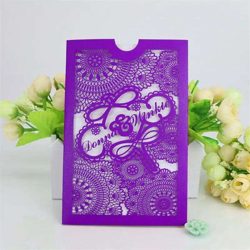  10PCS New Retro Folding Design Hollow Invitation Card Party Invitation - 32972126331
