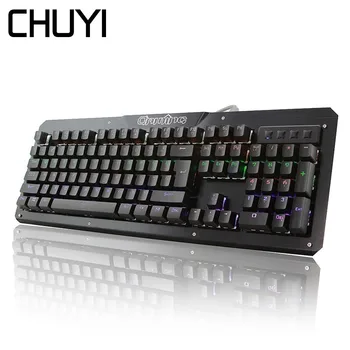 شراءCHUYI السلكية الألعاب لوحة المفاتيح LED الخلفية الميكانيكية الألعاب لوحة المفاتيح مع مفاتيح الأزرق 104 مفاتيح ل Dota 2 ل Lol المحمول سطح المكتب