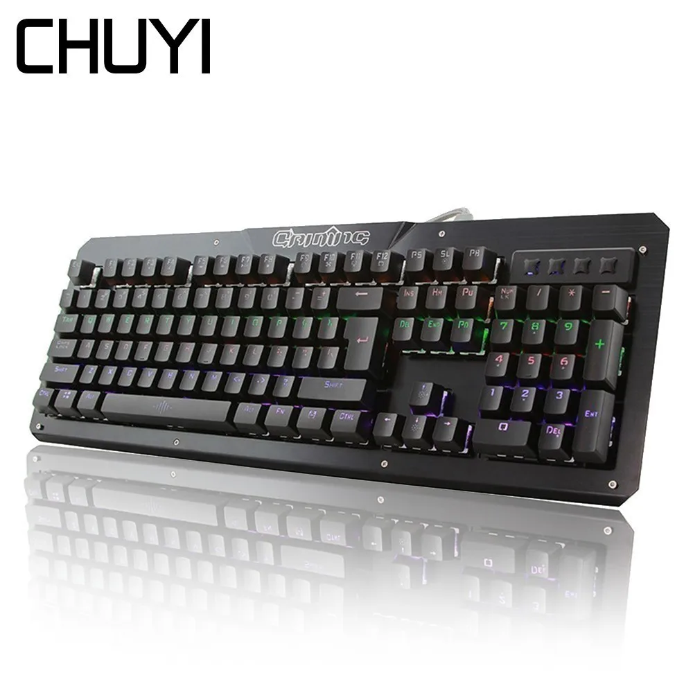 CHUYI Проводная игровая клавиатура со светодиодной подсветкой Механическая