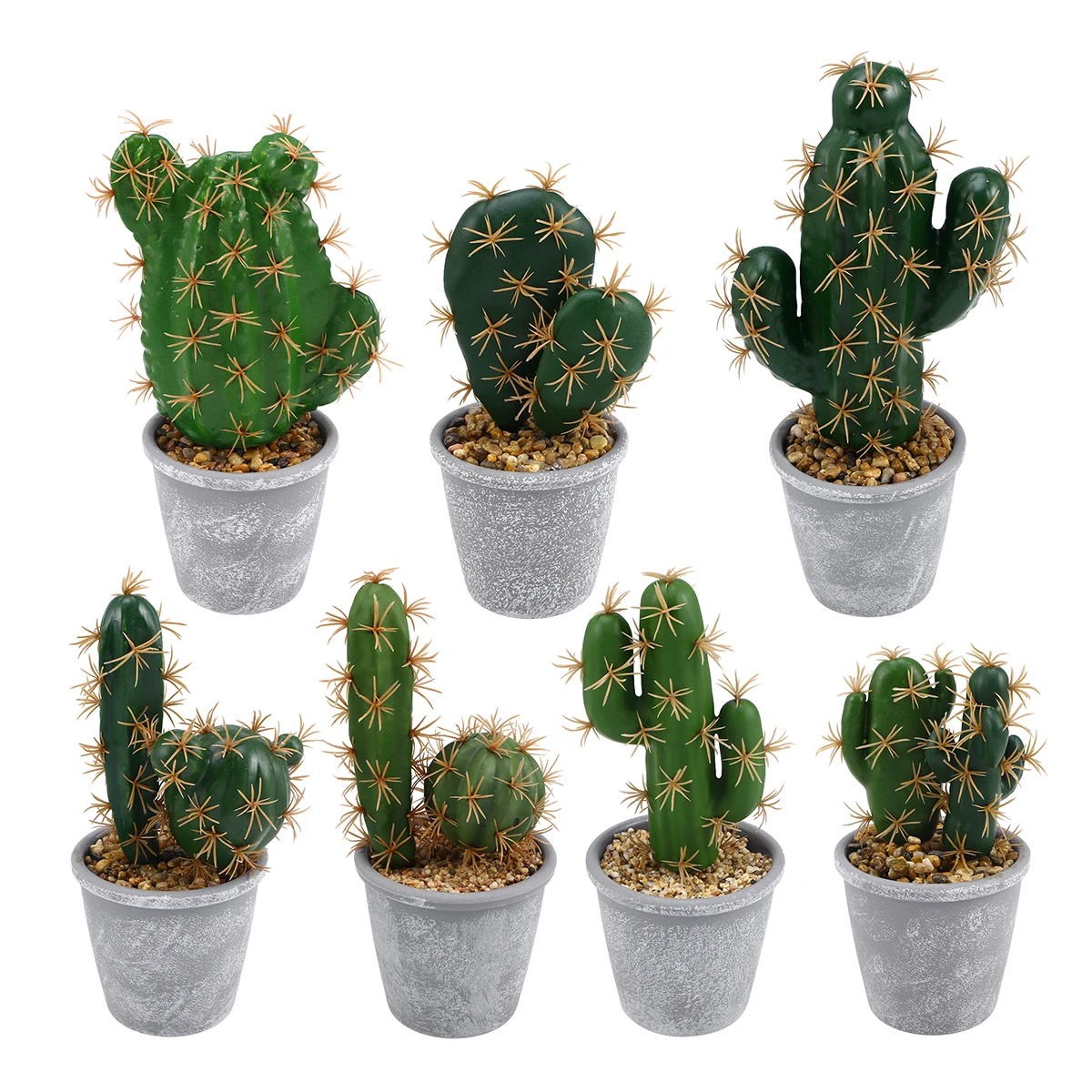 

Simulation Tropical Plants Creative Artificial Cactus Fake Potted Bonsai Decor for Home Office (Pot Included) (Cactus)