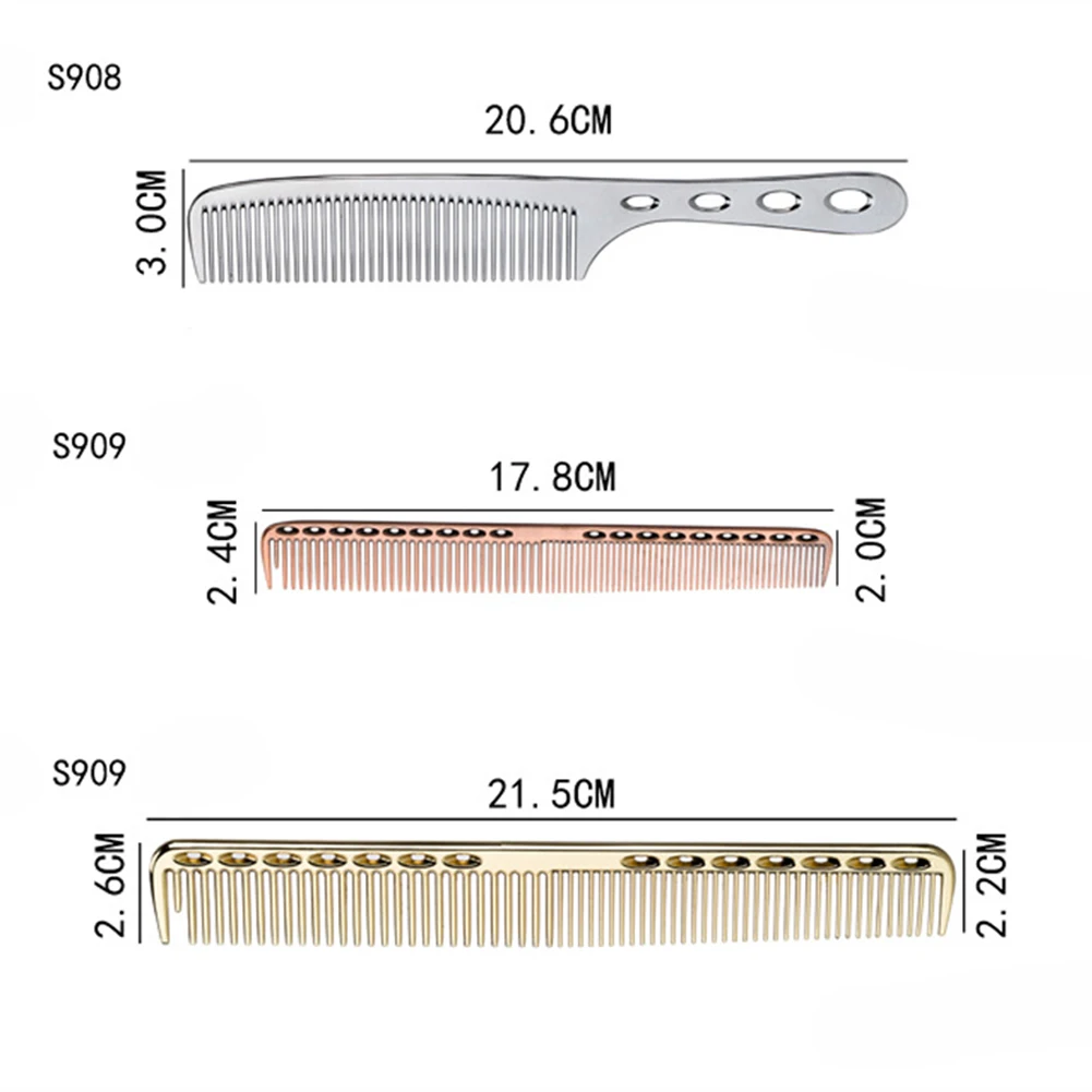 Thin Wide Tooth Hairbrush Hair Brush Comb Stainless Steel Professional Hair Cutting Dyeing Comb Home Use Salon Hairdressing Comb 6