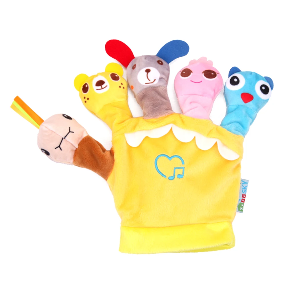 Parent-Child Interaction Toy Kids Gift Soft Animal Doll Gloves with Music Box Puppet Plush Finger Cartoon Story Telling | Игрушки и