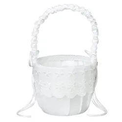 Новая атласная кружевная украшенная Свадебная Цветочная корзина для девочек --- белый