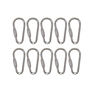 

10x Locking Carabiner Clip Snap Hook Spring Quick Screw Steel Carbine Equipment