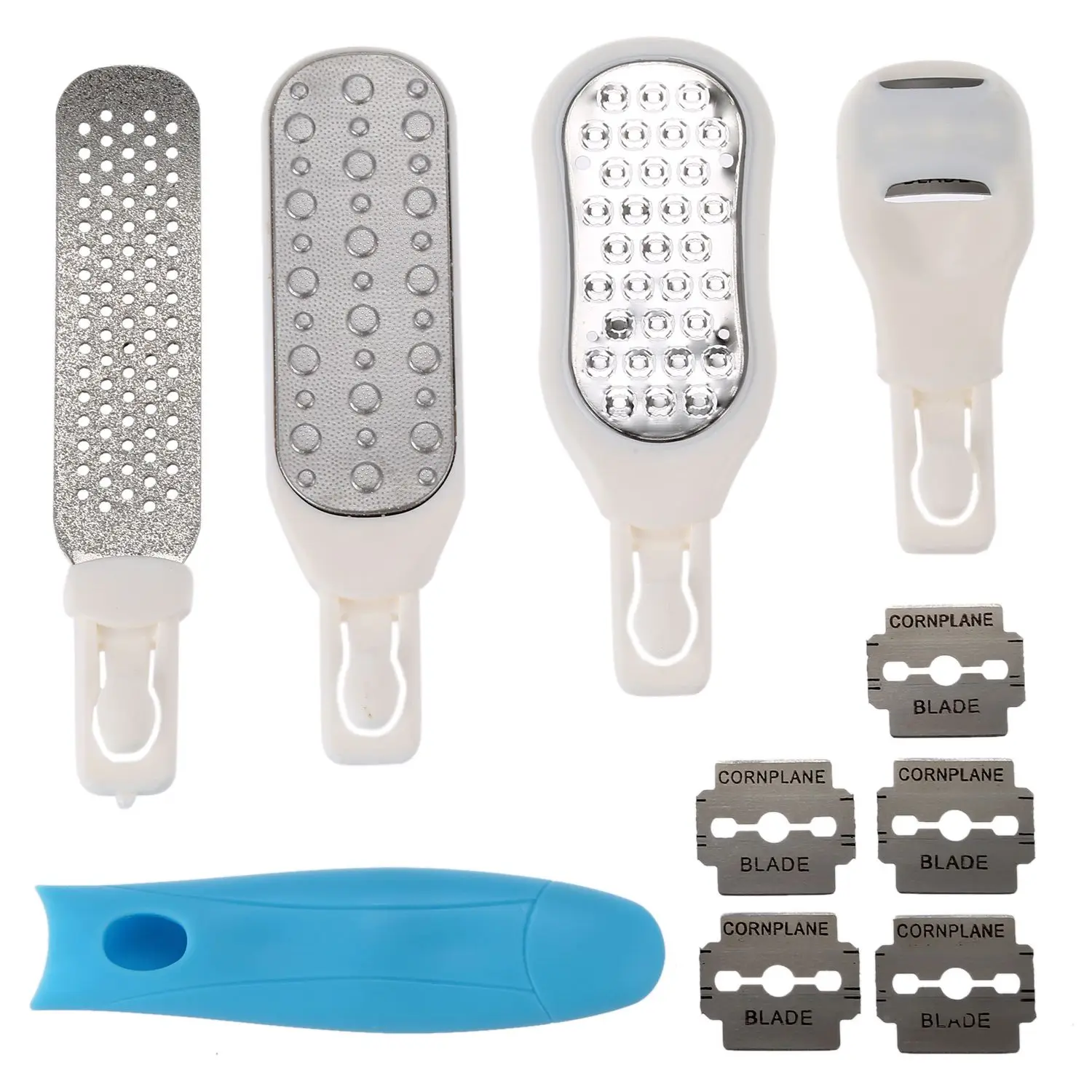 

NEW-6 in 1 Replaceable Foot File Feet Rasps Removable Handle Callus Shaver Remover Hard Dead Skin Trimmer Pedicure Foot Care T