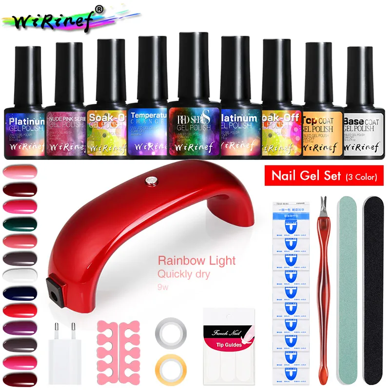 

WiRinef Nail Art Manicure Full Tools Set UV Led Nail Dryer Set Nail Gel Varnish Kit Soak Off Primer Gel Nail Art Tools Kit