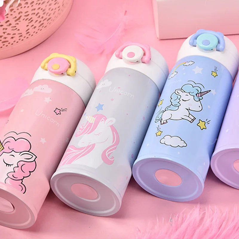 

Thermal Bottle Children Cup Unicorn Mug Cute Coffee Cup Vacuum Flasks 350 500ml Stainles Steel Outdoor Travel With Strainer