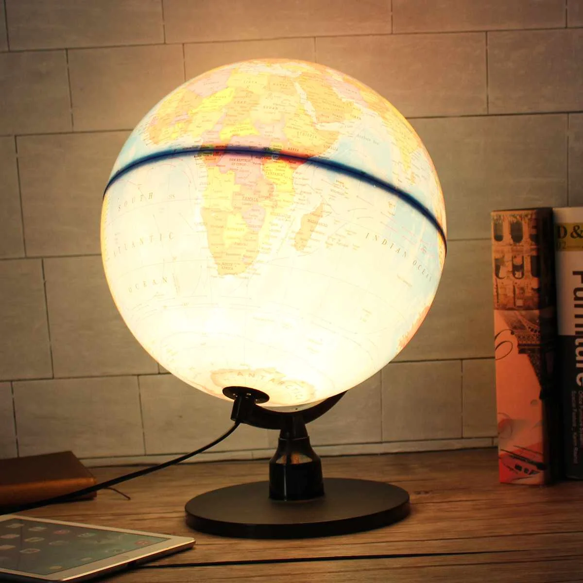 

110V EU Plug LED Night Light Lamp 32cm World Globe Earth Map Ball Lights Geography Learn Toys for Home Office Decor Lighting