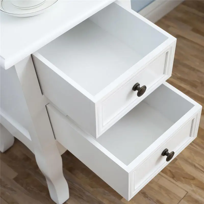 2pcs Country Style Two-layer Bedside Cabinets 2 Tiers 2 Drawer Bedside End Table Nightstand Home Bedroom Furniture 2pcs Country Style Two-layer Bedside Cabinets 2 Tiers 2 Drawer Bedside End Table Nightstand Home Bedroom Furniture
