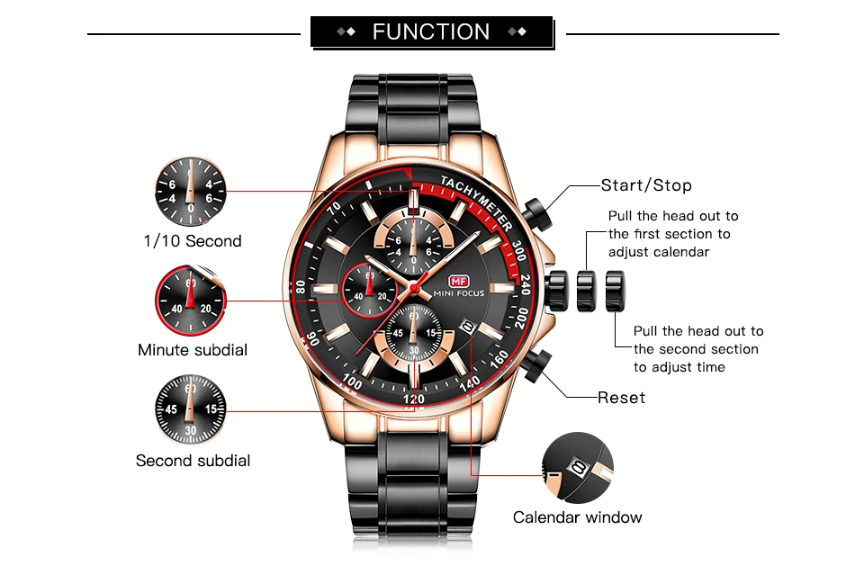 MINI FOCUS Watches Man 2019 Clock Fashion Blue Watch Men Sports Watches Men Luxury Brand Quartz Stainless Steel Strap Calendar