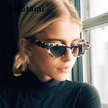 Женские солнцезащитные очки кошачий глаз с кристаллами, новинка, роскошные брендовые солнцезащитные очки для девушек, маленькая оправа, винтажные черные леопардовые оттенки, стразы