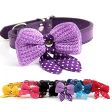 Cute Bow PULeather Cheap Small Dog Collar Pitbull Adjustable Puppy Collar Beagle Pet Accessories Cats Products For Pets