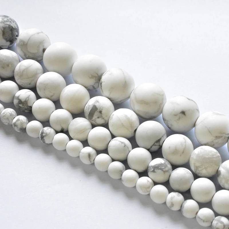 Natural Matte White Howlite Turquoises Stone Round Beads 4 12mm Loose Beads for Jewelry Making