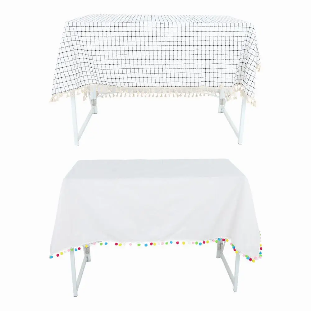 

140*140cm Nordic Style Tassel Dustproof Tablecloth Cotton Linen Table Cloth Linen Table Cover Home Decor