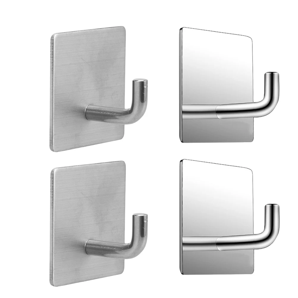 10pcs Hooks Waterproof 304 Stainless Steel OilProof Hat Hook Square Mirror Hooks Wall Hangers