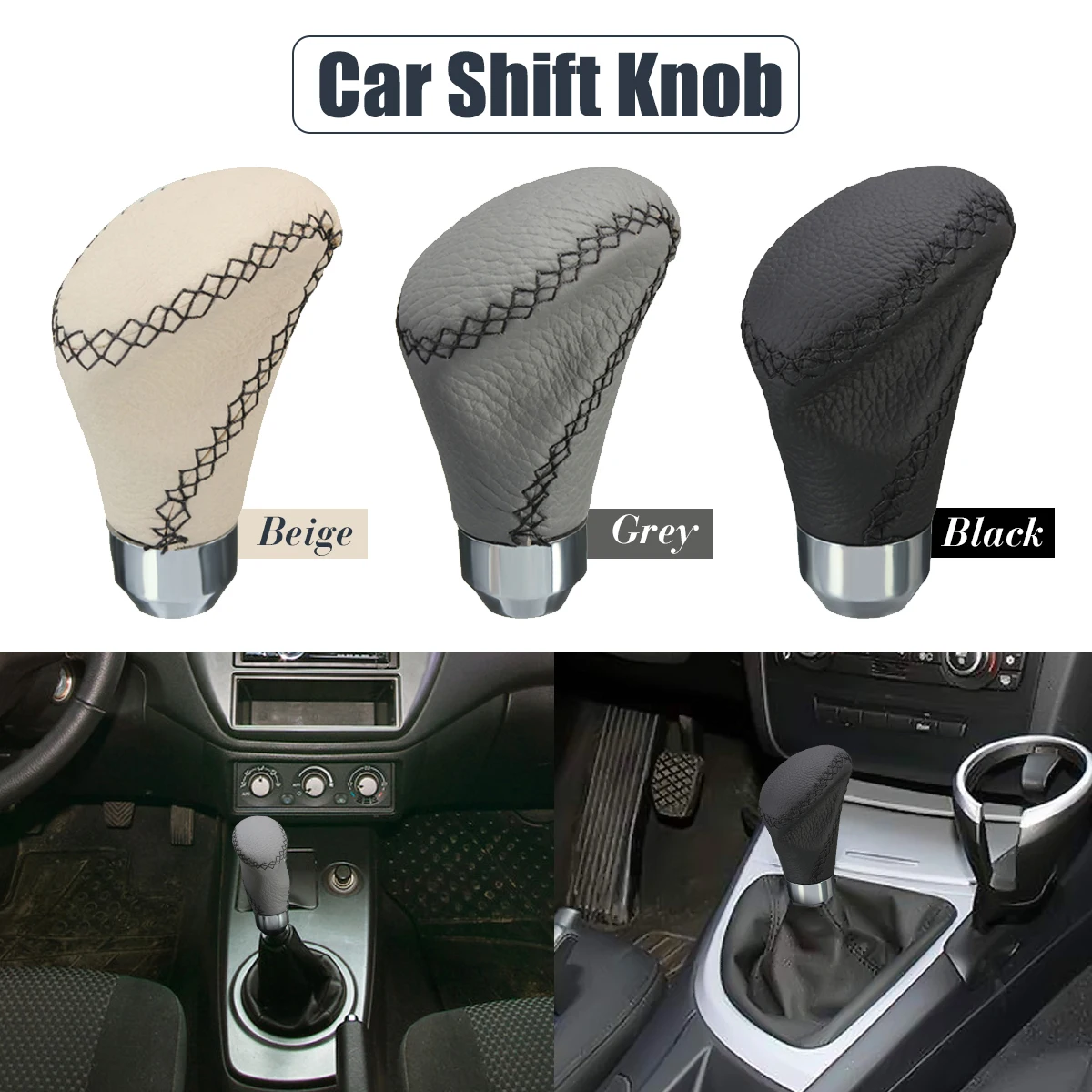 Universal Car Leather Gear Shift Knob Head Auto Shifter Stick Lever