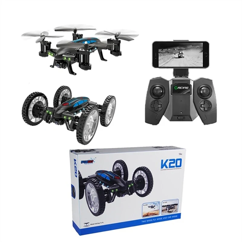 

USB K20 FPV WiFi 0.3MP Air-Land Control helicopter Air-Road Double Model High Speed RC with Cam Off-road Flying Car 2.4G Remote