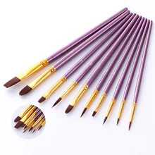 10 шт./компл. Многофункциональный нейлон акварель Краски кисти разных головка фиолетовый ручка Краски кисти для масляной Краски ing товары для рукоделия