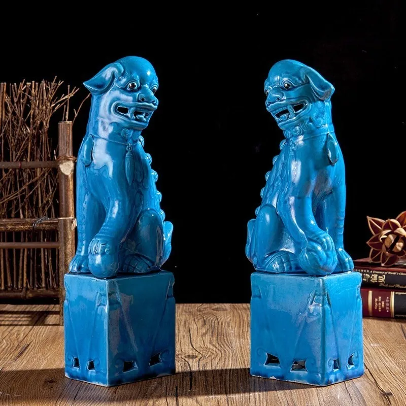 1 пара фарфор Foo лев Foo Собаки Керамика фигурка Статуэтка для украшения дома