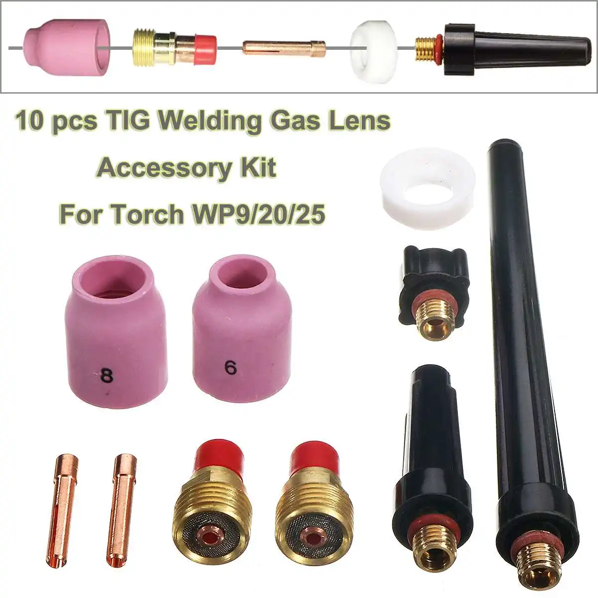Buy 10pcs TIG Welding Stubby Collect Gas Lens Accessory Kit 0.040" 1/8" for