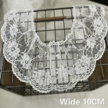 10CM Wide Tulle White Guipure Mesh Lace Embroidered Flowers Ribbon Collar Appliques Elastic Ruffle Trim Dress Curtain DIY Sewing embroidered mesh ruffle bardot top
