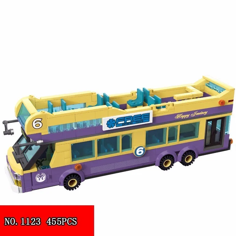 

New 455pcs Toys Building City Series Of Sightseeing Bus 6 Year Above Children Quality Plastic Block Generation Hair