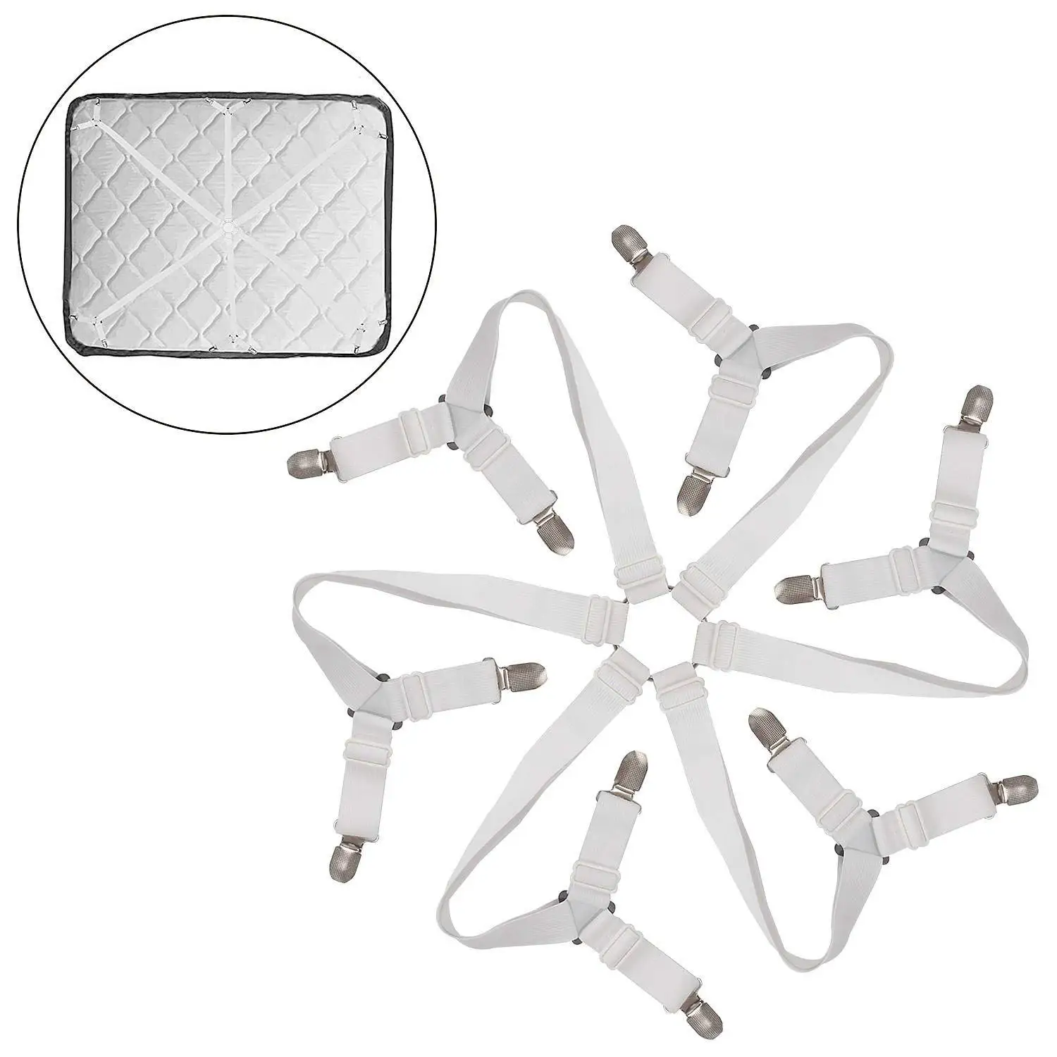  Bed Sheet Clips Grippers Fasteners 3 Way 6 Sides Sheet Suspenders Elastic Sheet Holders Mattress Cl