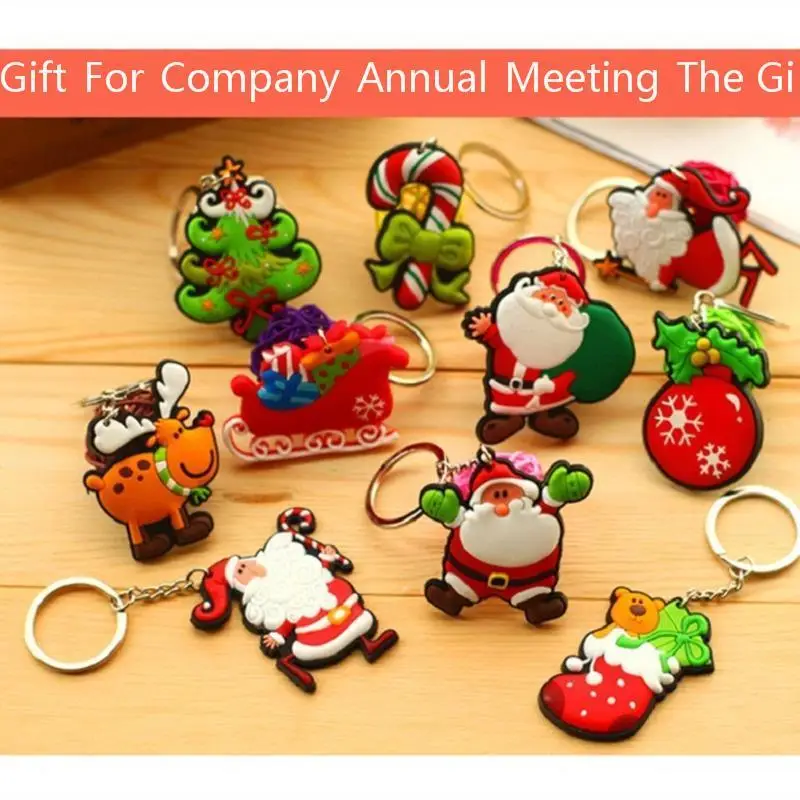 

Heat Sell Santa Claus Children Gift bag Gift PVC Flexible Glue Key Buckle Christmas decorations for home Tree Rubber Pendant