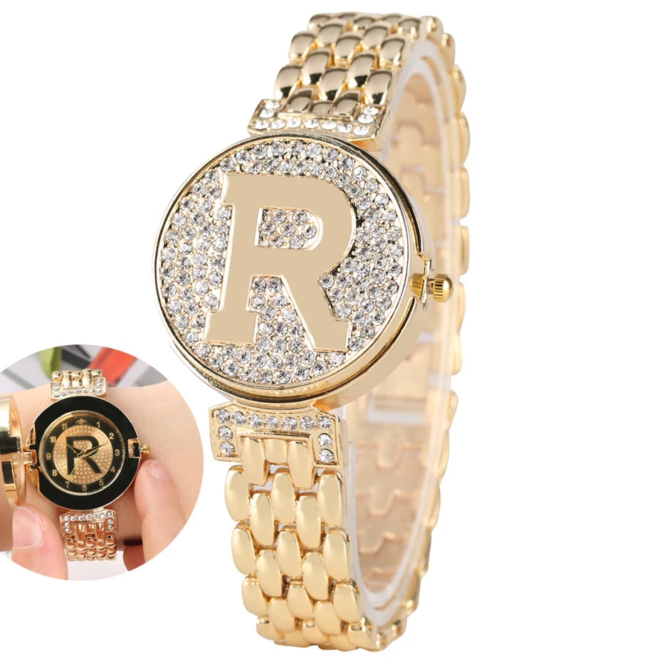 

New Arrival 2019 Ladies Watches Top Brand Luxury Rhinestones Design "R' Display Dial Unique Flip Cover Female Watches Top Gifts