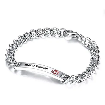 

Personalized Custom Medical Signs Engraving Bracelet 8mm Men's ID Name Bracelets Mens Stainless Steel Jewelry Emergency Infor