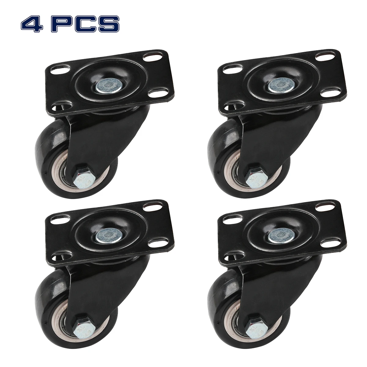 

4PCS Black Rubber Swivel Casters High Bearing Capacity 50kg Office Chair Sofa Platform Trolley Furniture Hardware Wheels Caster
