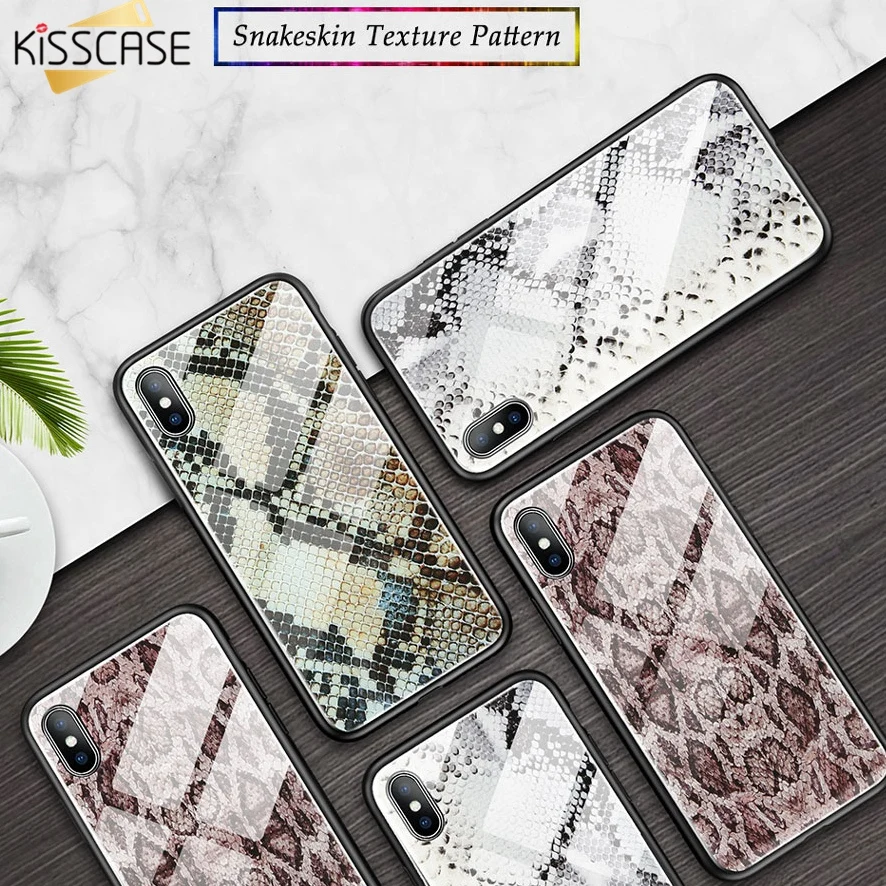 KISSCASE Змеиный узор чехол для iPhone 6 7 8 Plus 6S закаленное стекло XS MAX XR Apple задняя крышка |