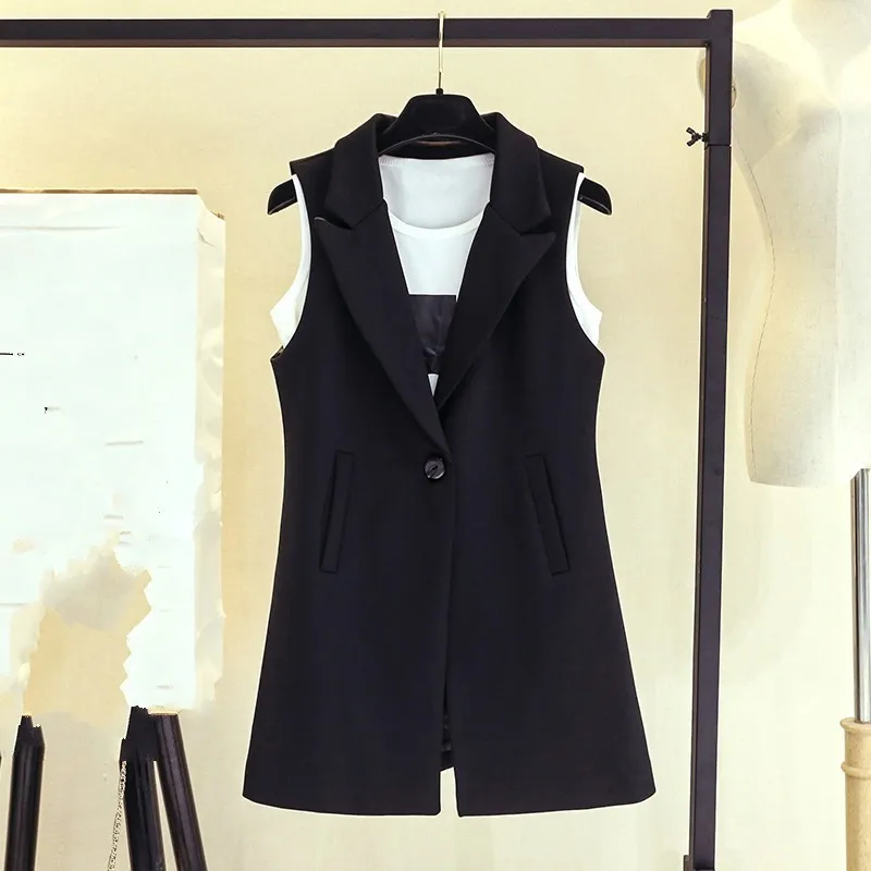 

2019 Women Spring Autumn Sleeveless Vest Lady Work Wear Waistcoat Casual Single Button Est Jacket Coat Plus Size 3XL