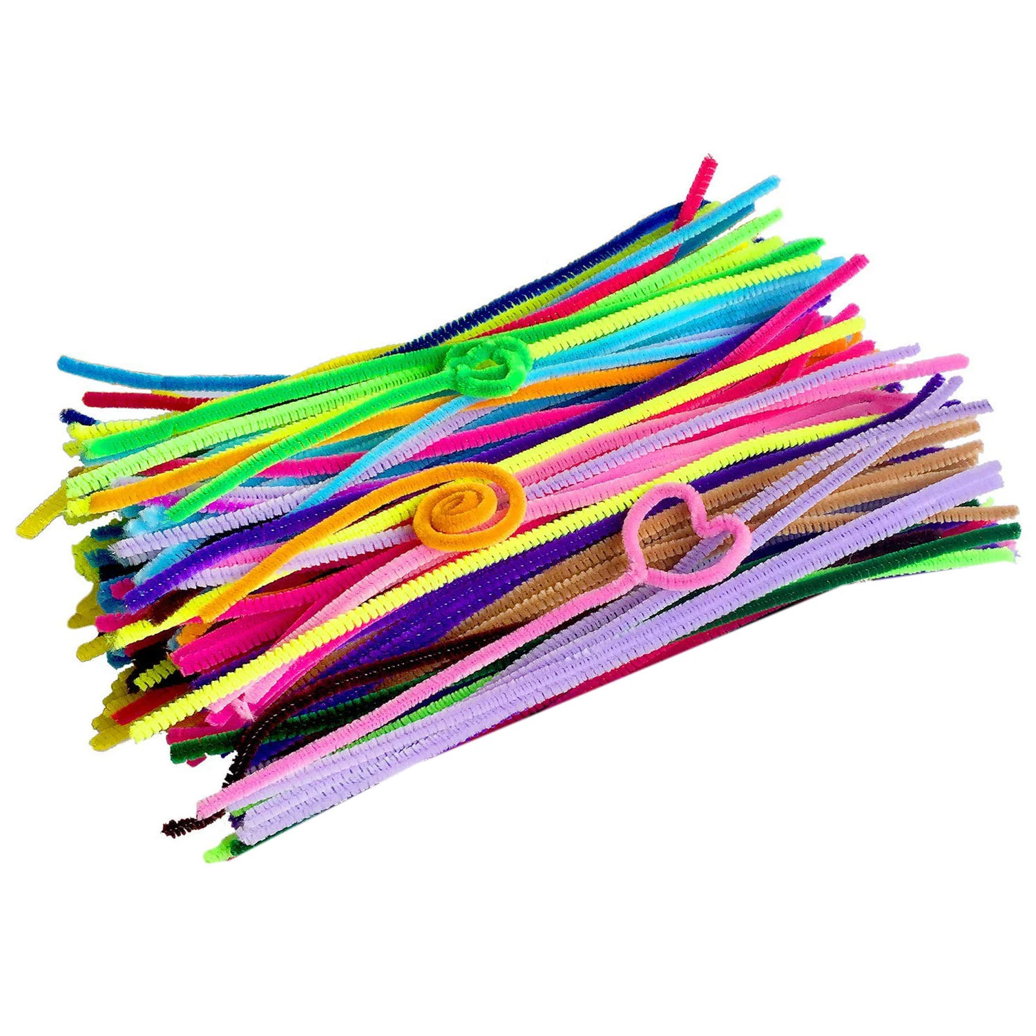 

300 Pcs Pipe Cleaners Chenille Stems 60mm x 300mm, Assorted Colors for DIY Art Craft Decorations