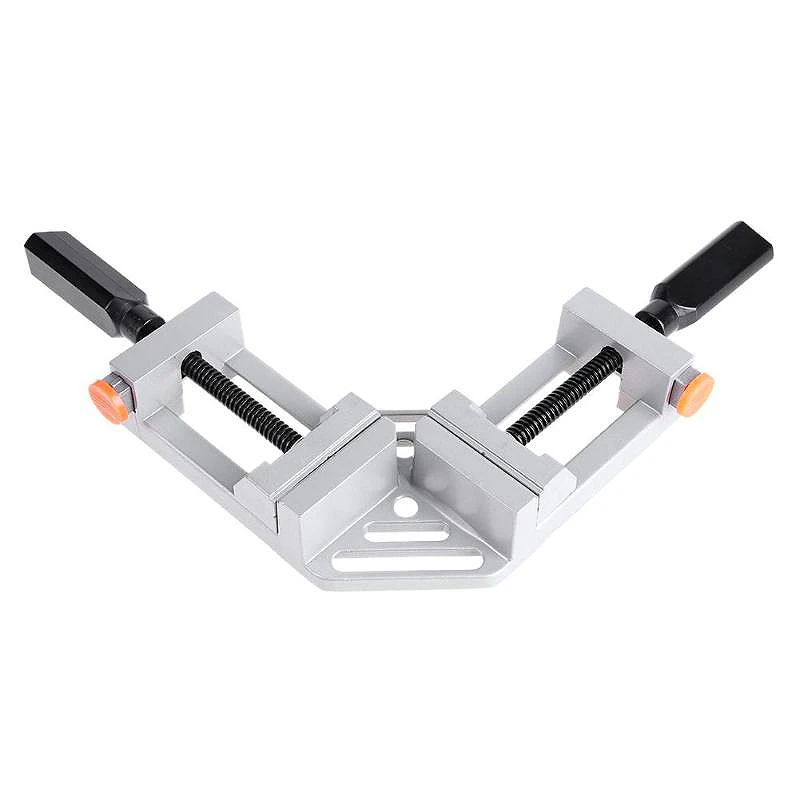 Vente LICG Aluminium 2 Poignée 90 Degré Angle Droit Pince Coin Pince Étau Étau pour le Travail Du Bois Cadre Clip Angle Droit outil fixe