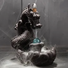 Дракон благовония горелки керамика дым обратного потока творческий домашний декор Чайный домик орнамент ладан держатель курильница с хрустальным шаром