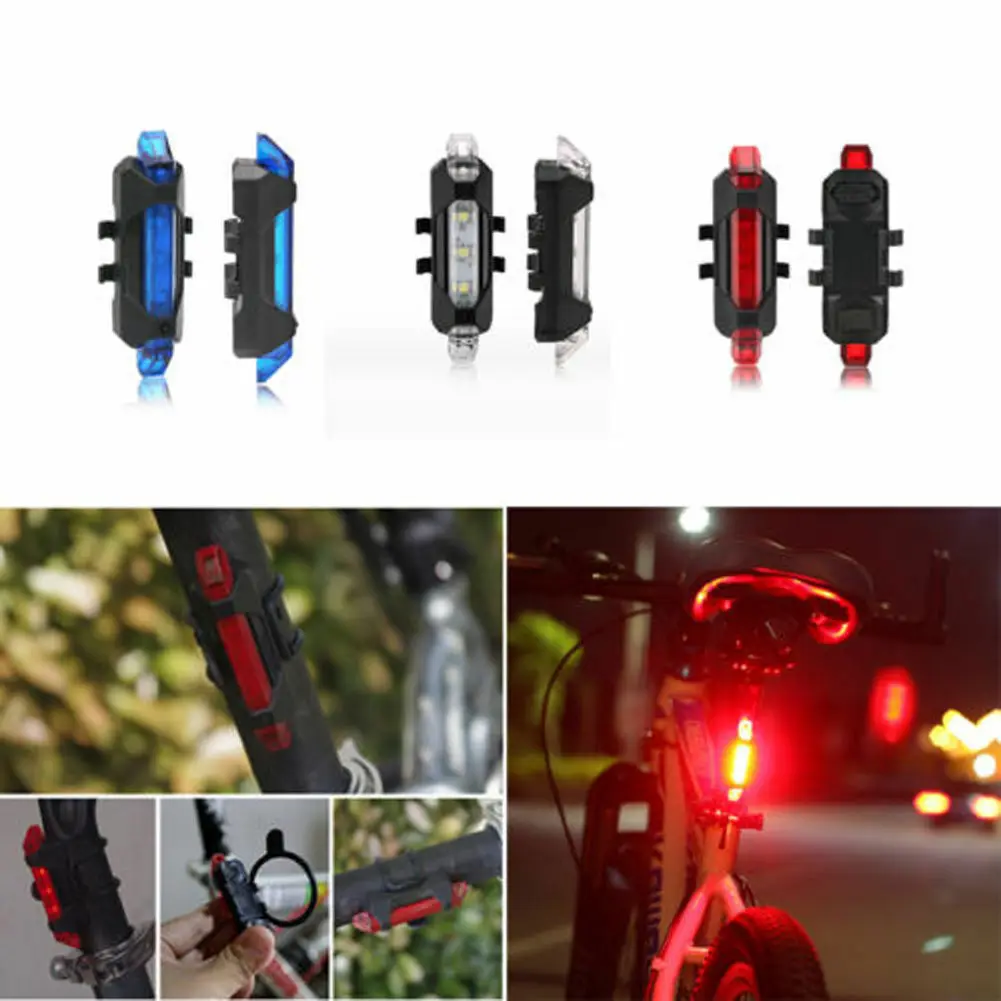 5 светодиодный USB Перезаряжаемый велосипедный задний светильник Предупреждение задний фонарь Полезная сигнальная лампа