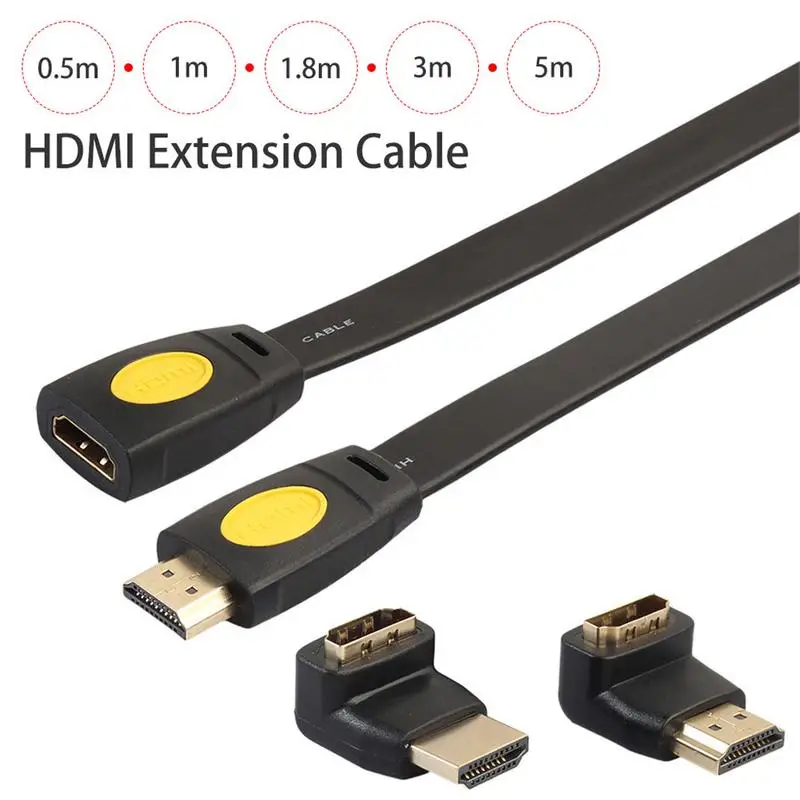 HDMi الذكور إلى الإناث 4K2. 0 النسخة سلك مسطح HDMI تمديد كابل