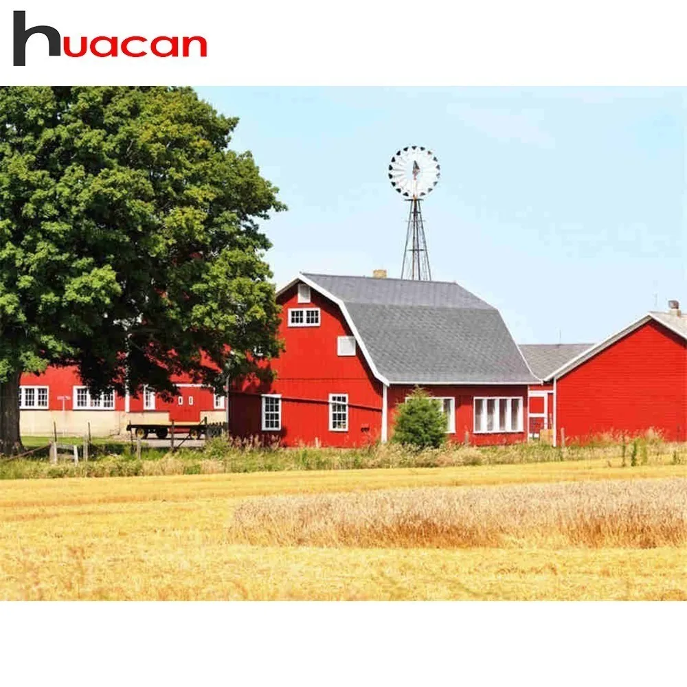 

Huacan Diamond Painting Farm Scenery Pictures Of Rhinestone Diamond Mosaic Full Square Landscape Diamond Embroidery Cross Stitch