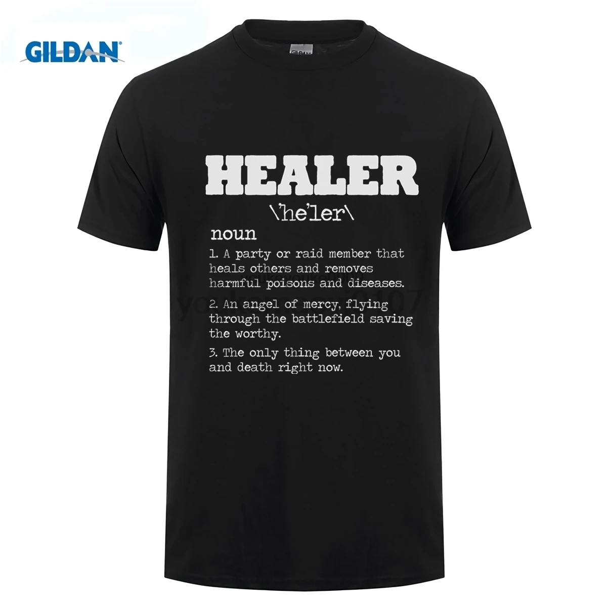 

GILDAN Healer RPG Gamer T Shirt - Video Game MMORPG PC Gamer W Horde Alliance Rogue Summer Cotton T-Shirt Fashion