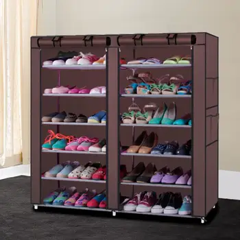 

6-Row 2-Line 12 Lattices Free Shipping Non-woven Fabric Shoe Rack Coffee 42.1 X 11.61 X 45.3 Home House Shoes Container