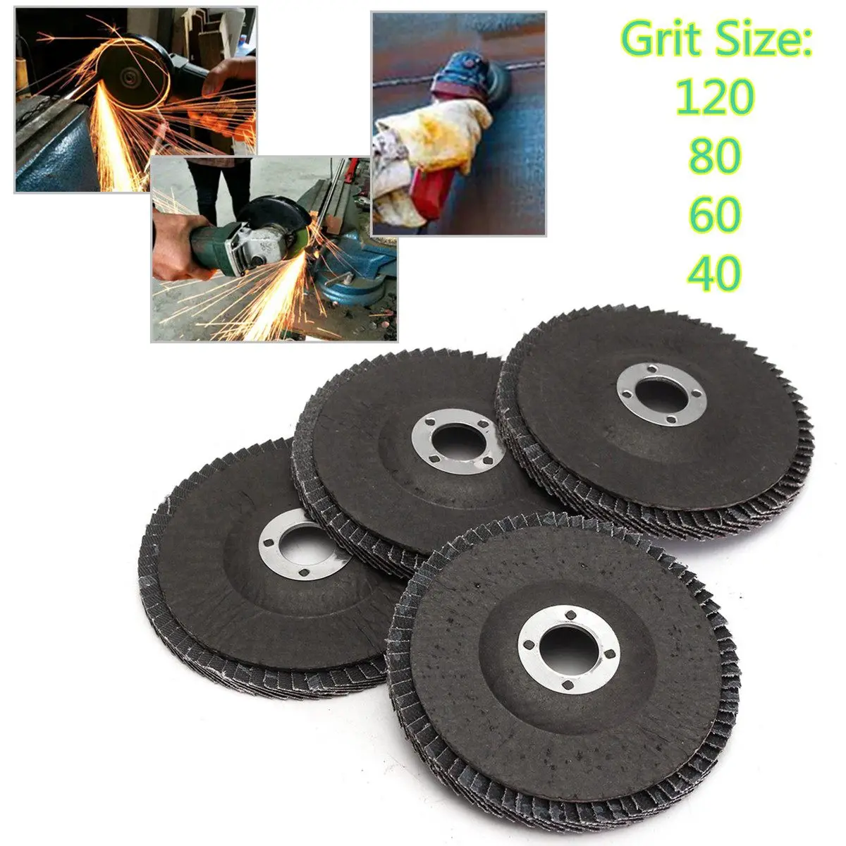 10Pcs 4" 100mm 40 60 80 120 Flap Sanding Disc Grinding Wheels Grit Angle Grinder Silicon Carbide