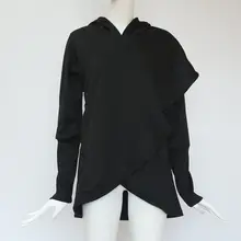 Для женщин Нерегулярные карман Топ с длинным рукавом Осень Толстовка блузка повседневное хип длина