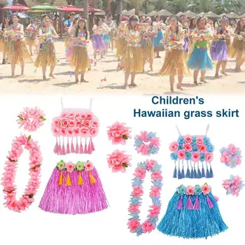 

Children's Hawaiian Hula Performance Set Children's Day Games Cheerleading Stage Performance Costumes Hawaiian Hula Luau Party