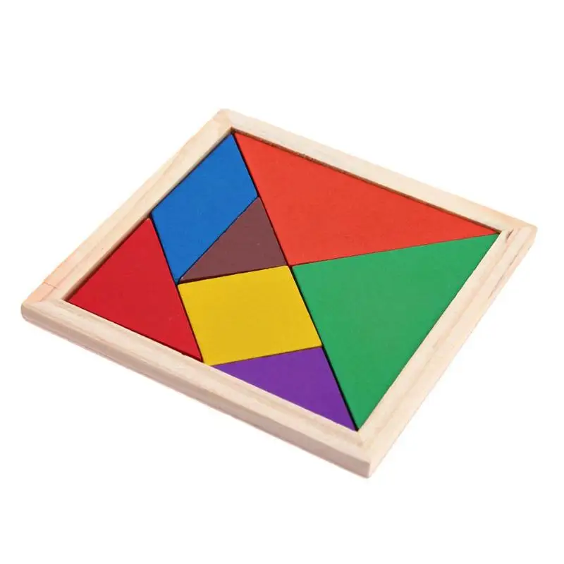 Деревянный Tangram 7 частей головоломки красочный квадрат IQ игра головоломка интеллектуальные Обучающие игрушки для детей Рождественский подарок