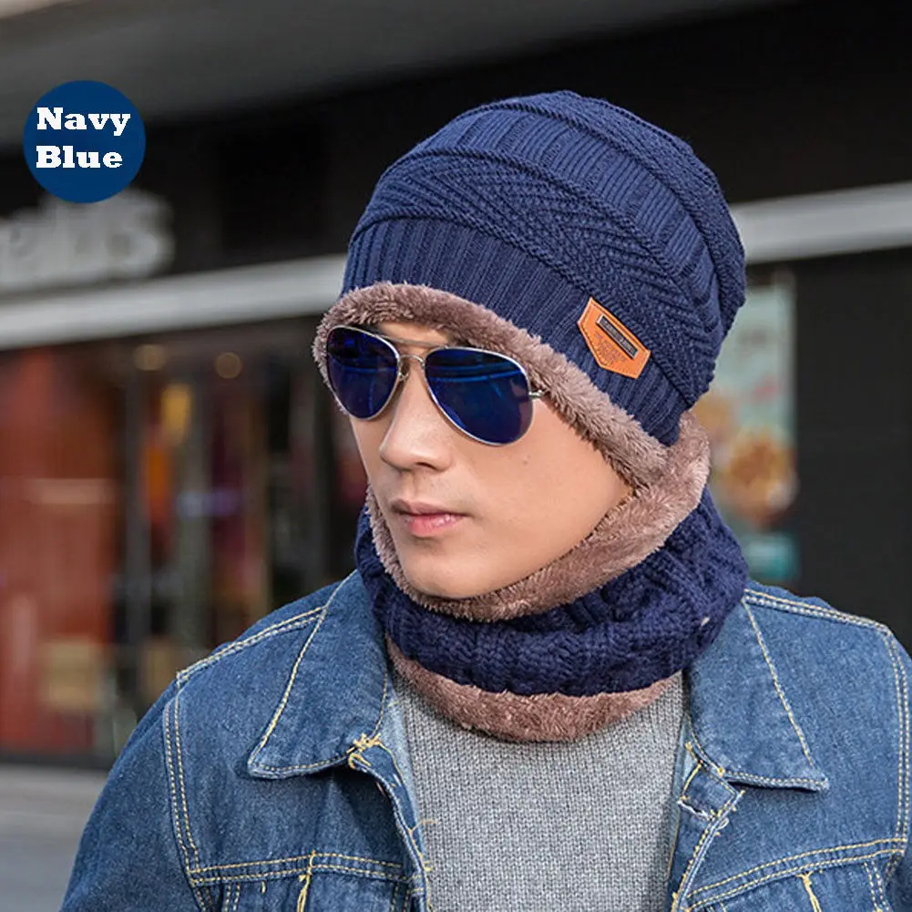 Nuovo Unisex Donne Degli Uomini di Inverno Morbido Caldo Del Crochet Del Knit Baggy Beanie di Lana Del Cranio Del Cappello Ski Cap Sciarpa Set